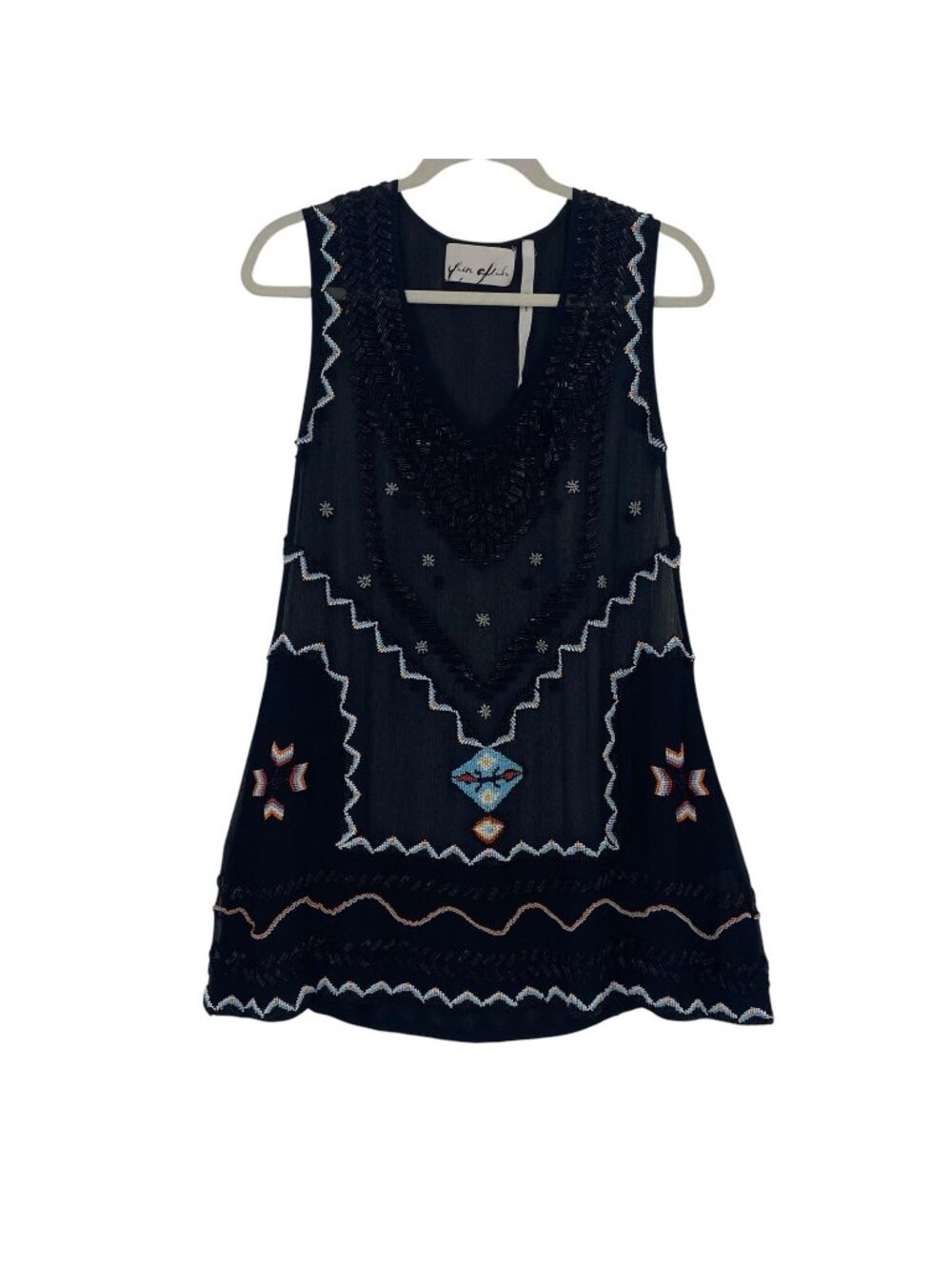 YaYa Aflalo Dress Size P Black Reformation Beaded Silk Cocktail Mini Glam XS